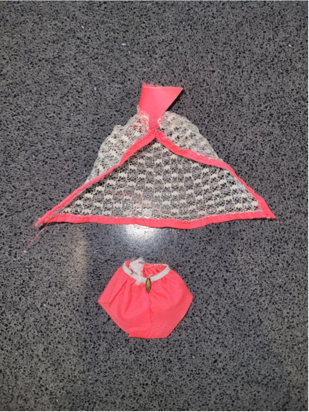 Vintage Barbie Outfit Lace Cape Pink Shorts Hong Kong Tagged Mod 1960s 70s